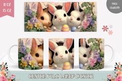 Cute Spring Mug Wrap Design, Easter Bunnies Mug PNG Product Image 1