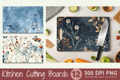 Winter Pressed Flowers Cutting Boards sublimation Designs Product Image 1