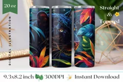 Black Panther Tumbler PNG, Black Panther Sublimation Tumbler Product Image 1