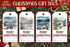 Cozy Christmas Gift Tags, Cute Christmas Village Gift Tag Product Image 1