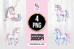 Watercolor Elegant Unicorn Clipart Sublimation PNG Product Image 1