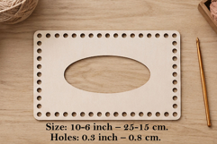 Rectangle tissue box base cover file laser cut for wicker Product Image 1