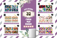 Cartoon Flowers Mug Designs, Floral Mug Sublimation Bundle Product Image 1