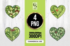 Green Leaf Heart Botanical Clipart Sublimation PNG Product Image 1
