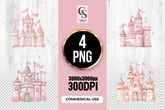 Pink Fairytale Princess Castle Clipart Sublimation PNG Product Image 1