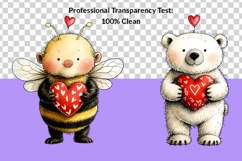 25 Whimsical Valentine Animals Clipart Bundle Product Image 2