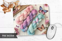 Butterfly And Floral Hand Dyed Yarn Mouse Pad PNG Design Product Image 1