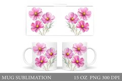 Flowers Mug Sublimation. Summer Mug Wrap Design Product Image 1