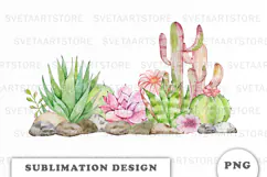 Watercolor Cactus and Succulents sublimation PNG Product Image 1