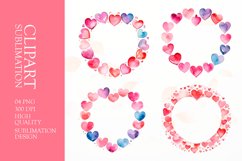 Valentines Day watercolor heart frame Clipart Product Image 1