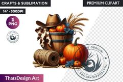 Western Coquette Pumpkin Autumn PNG, Cowgirl Fall clipart Product Image 1