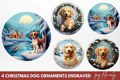 Christmas Dog Ornaments Engraved Clipart PNG Product Image 1