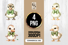 Cute Duckling Green Bow Tie Clipart Sublimation PNG Product Image 1
