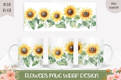 Watercolor Sunflowers Mug Wrap Design, Flowers Mug Design Product Image 1