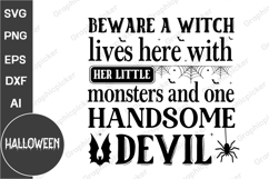 Beware a witch with her monsters Lives Here Halloween Sign Product Image 1