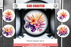 Car Coaster Sunset Florals Product Image 1
