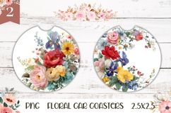 Watercolor Flowers Car Coasters, Wildflowers Coasters Product Image 1