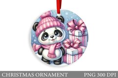 Cute Panda Christmas Ornament. Christmas Panda Sublimation Product Image 1