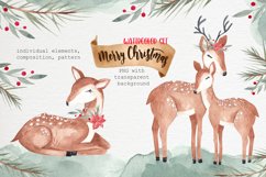 Christmas Deer Watercolor clipart Product Image 1