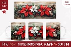 Poinsettia Mug Wrap Design, Cozy Christmas Mug Template Product Image 1