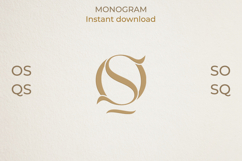OS SO SQ QS Wedding Monogram Logo | Elegant Initials Vector Product Image 1