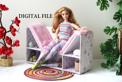 Miniature bookcase chair digital file, dollhouse furniture Product Image 1