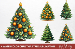 Watercolor Christmas Tree Sublimation PNG Product Image 1