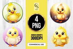 Cute Yellow Chick Character Clipart PNG Product Image 1