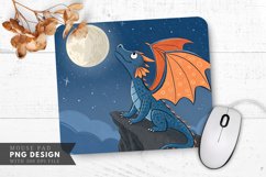 Moonlit Dragon Dreams Mouse Pad PNG Design Product Image 1