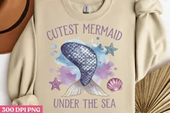 Cutest mermaid under the sea PNG ,Mermaid Sublimation Product Image 2