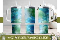 Hydrangea Tumbler Design, Glitter Flowers 40 Oz Tumbler Wrap Product Image 1