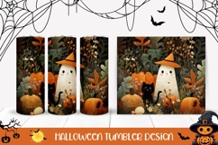 Floral Halloween Tumbler, Halloween Black Cat Tumbler Design Product Image 1