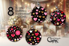 3d Valentine hearts | Black &amp; pink Sublimation round earring Product Image 1