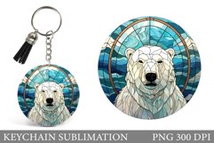 Polar Bear Keychain Design. Stained Glass Bear Keychain Product Image 1