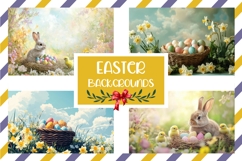 Easter Bunny Background Mockup, Flowers Background PNG Product Image 1