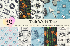 Tech Washi Tape Digital Paper, Seamless Pattern Product Image 1