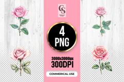 Pink Rose Floral Clipart Sublimation PNG Product Image 1