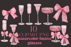 Watercolor fastive glasses png clipart 10 items Product Image 1