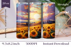 Sunflowers Field Sublimation, Sunflowers Tumbler Wrap Design Product Image 1