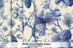Winter forest digital paper, background clipart Product Image 1