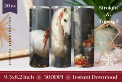 Christmas Horse Tumbler Wrap, Christmas Sublimation Designs Product Image 1