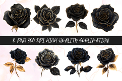 Black and gold rose clipart sublimation png Product Image 1