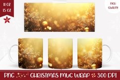 Glitter Christmas Mug Wrap, Gold Christmas Coffee Mug Design Product Image 1