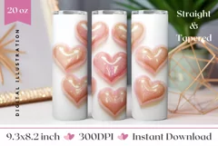 3D Hearts Tumbler Sublimation, Valentine's Day Sublimation Product Image 1