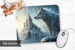 Frosted Guardian Wolf at the Ancient Fortress Mouse Pad PNG Product Image 1