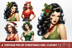 Vintage Pin Up Christmas Girl Clipart Product Image 1