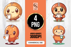 Cute Football Coffee Lover Clipart Sublimation PNG Product Image 1