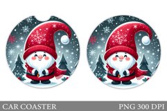 Cute Gnome Car Coaster. Christmas Car Coaster Sublimation Product Image 1