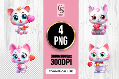 Cute Cat Heart Clipart Sublimation PNG Product Image 1