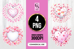 Pink Floral Heart Frame Clipart Sublimation PNG Product Image 1